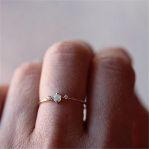 Vintage Rose Gold Alloy Ring For Women Artificial Opal Rhinestone Inlaid Engagement Wedding Finger Ring Fashion Jewelry