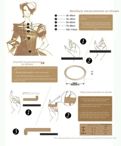 Size guide for Christmas jewelry set including necklace length and ring size chart
