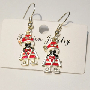Creative Christmas Santa Claus drop earrings with sparkling rhinestones and silver hooks