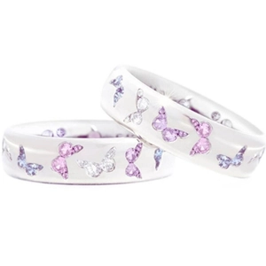 Ensemble de bagues papillon en argent avec cristaux de zircon violets et blancs