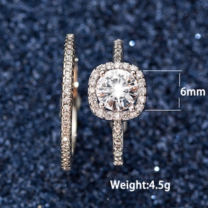 Detalle de conjunto de novia con circonita de 6mm, peso 4,5g y microengaste de joyas