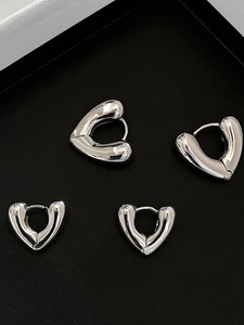 Boucles d'Oreilles Créoles en Cuivre Cœur Minimaliste Avec Tige en Argent Sterling 925 Or Argent Bijoux de Cœur Polis pour Femmes