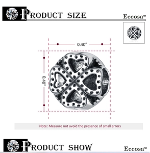 Macro detail of镂空 four-leaf clover alloy charm showing 0.4 inch dimensions for DIY jewelry