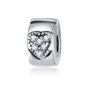 Charm a cuore scintillante con zirconi trasparenti per creazione bracciali DIY