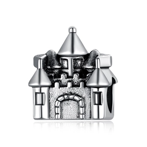 Vintage Silberfarbene Legierung Burg Charm Perle Für DIY Schmuckherstellung Cartoon Architektur Anhänger Für Armband Damen Mädchen Geschenke