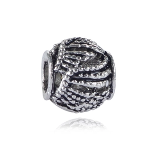 Perline forate in lega argento vintage con texture granulata per braccialetti fai da te