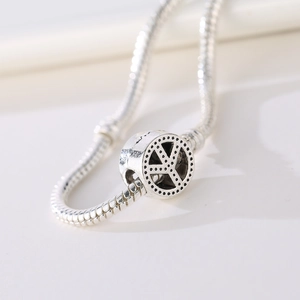 Pulsera de cadena de serpiente con dije de signo de la paz para joyería de bricolaje