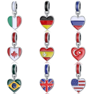 Colgante de Corazón con Bandera Nacional de Aleación Esmaltada para DIY Creación de Joyas Pulsera Tema Mapa del Mundo Regalo