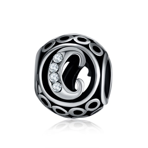 Ethnic alloy charm letter C bead with zircons for DIY bracelet and necklace making