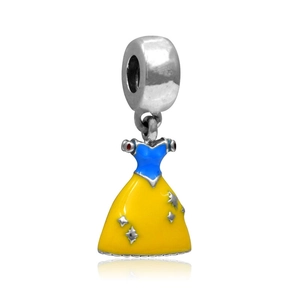 Snow White princess dress enamel charm bead in blue and yellow for DIY bracelets