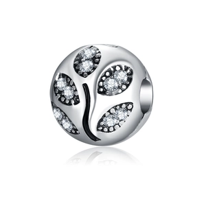 Alloy Rhinestone Leaf Charm Clasp Stopper Positioning Bead DIY Jewelry Making For Bracelet Necklace Women Silver Accessory