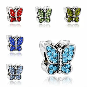Abalorio de mariposa étnica con cristales coloridos para pulseras y collares DIY