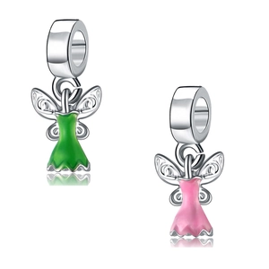 Fairy Pixie Wings Enamel Pendant Charm For DIY Bracelet Necklace Jewelry Making Silver Color Alloy Cartoon Fairy Accessory