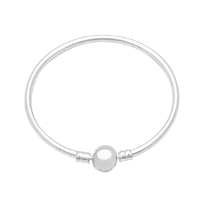 Gepolijste verzilverde open armband met een schroefbolsluiting voor DIY-kralen en bedels