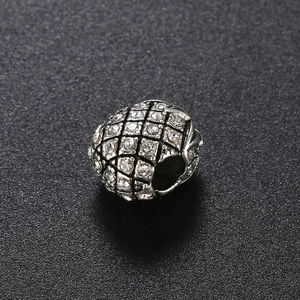 Charming pineapple style silver bead with sparkling crystals for DIY bracelets