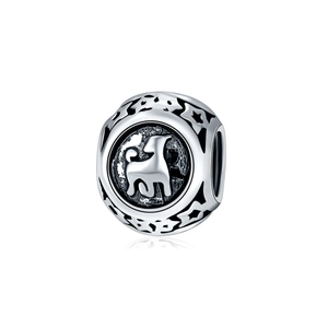 Detailed silver dog charm with cutout stars for DIY jewelry bracelets and necklaces