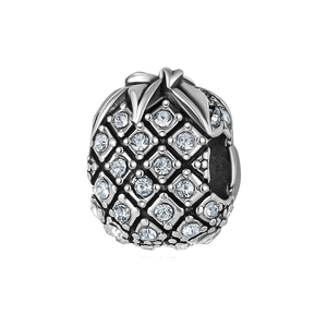 Sparkling pineapple charm bead with cubic zirconia stones for DIY jewelry making