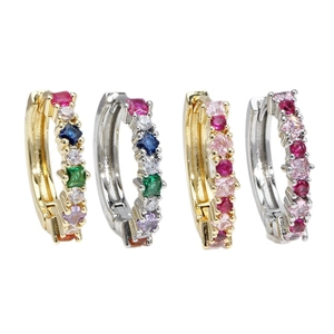 Square colored zircon huggie hoop earrings in gold and silver plating options