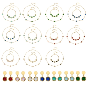 Elegant multi-color round cut stone jewelry set with necklace bracelet and earrings