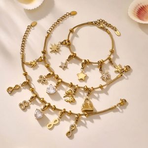 Mode Edelstahl DIY Charms Armband Für Damen Mit Zirkonia Stern Herz Bogen Tasche Unendlichkeit Symbole Trend Accessoire
