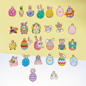 Colorful Easter charms set with bunny, eggs and carrots for DIY jewelry making