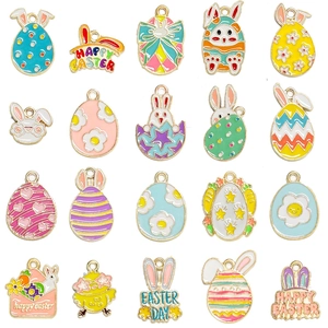 Easter Bunny Egg Alloy Enamel Charms Colorful Rabbit Chick Carrot DIY Jewelry Making Pendant For Bracelet Necklace