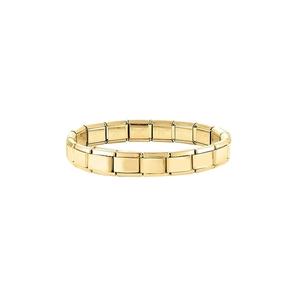 Vue détaillée du bracelet italien en or avec des maillons polis en acier inoxydable