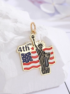 Detailed macro view of 4th July American flag heart pendant with Statue of Liberty design