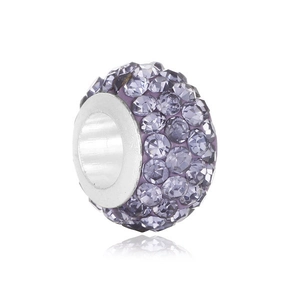 Sparkling purple pavé crystal bead with silver core for DIY jewelry and bracelet making