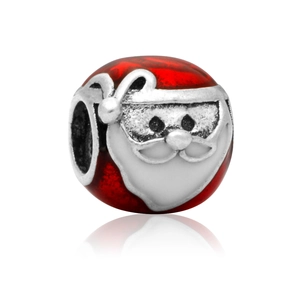Weihnachtsmann-Perle aus roter und weißer Emaille für DIY-Schmuckarmbänder