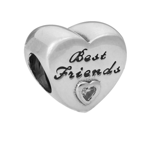 Vintage Heart Shaped Alloy Beads With Letter Engraving Sparkling Zirconia For DIY Bracelet Jewelry Making Gift For Women