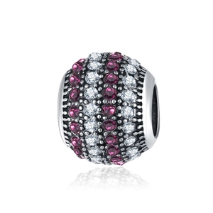 Sparkling crystal pavé ball charm bead with purple and clear stones for DIY jewelry