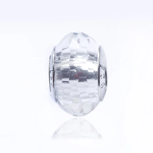 Faceted candy-colored crystal glass bead with S925 sterling silver core for DIY jewelry