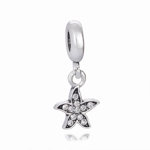 Ciondolo stella marina in argento con zirconi per bracciali fai-da-te a tema oceano