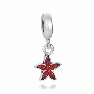 Ciondolo a forma di stella marina con strass rossi in argento per gioielli fai-da-te