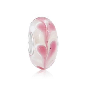 Rosa Lampwork-Glas Herz Perlen Mit Großem Loch Süße Charm Zwischenperlen Für DIY Armband Halskette Schmuckherstellung Handwerk Zubehör