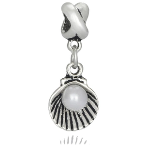 Ethno-Stil Muschel Anhänger mit Perle in Vintage-Silber für DIY-Schmuck