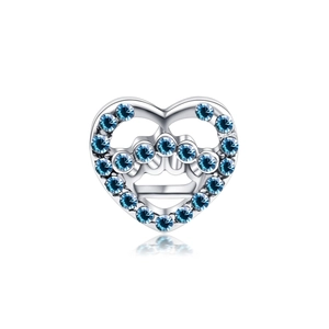 Hollow Heart Crown Charm Alloy Rhinestone Large Hole Bead For DIY Bracelet Necklace Making Sweet Jewelry Accessories
