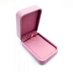 Premium pink swan velvet jewelry box for pendants and necklaces with rounded corners