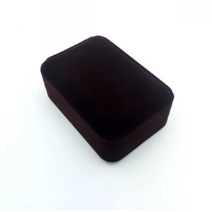 Premium dark brown velvet jewelry gift box with rounded edges in top-down view