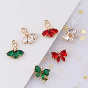 Colgante DIY de Cobre Chapado en Oro Circonia Lazo Falda Elegantes Amuletos para la Creación de Joyas para Pulsera Collar Mujer Accesorios DIY