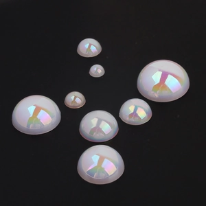 Künstliche Perles en Acrylique Sirène Irisées Demi-Rondes à Dos Plat pour Artisanat DIY Bijoux Coque de Téléphone Accessoires