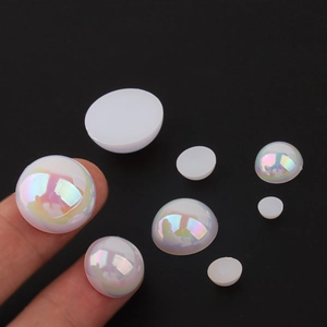 Perles sirène blanches AB à dos plat de tailles variées pour bricolage de coques de téléphone