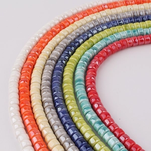 Colorful ceramic abacus beads for DIY jewelry making in various glossy pastel colors