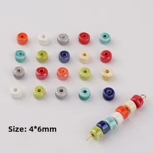 Colorful 4x6mm flat ceramic beads for DIY necklace and bracelet jewelry making