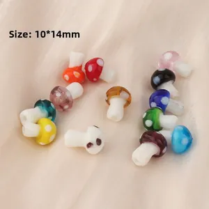 Perline colorate in vetro a forma di fungo con puntini per gioielli fai da te 10x14mm