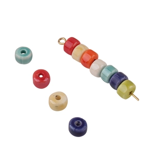 Creamy colorful ceramic wheel beads for DIY jewelry making with glazed finish