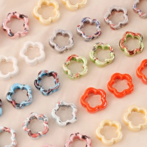 Keramik Blumen Lose Perlen Hohl Fünf Blätter Tuschmalerei Marmor Textur Für DIY Schmuckherstellung Halskette Armband Zubehör