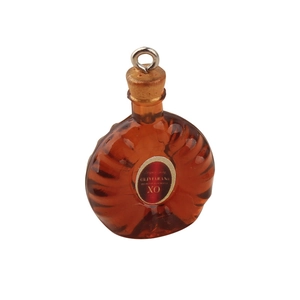 Miniatur Harz XO Brandy Flasche Anhänger mit bernsteinfarbener Textur und Silberring