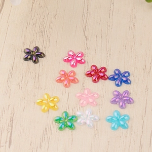 Colorful resin 5-petal flower charms for DIY nail art and phone case decoration in 11 colors